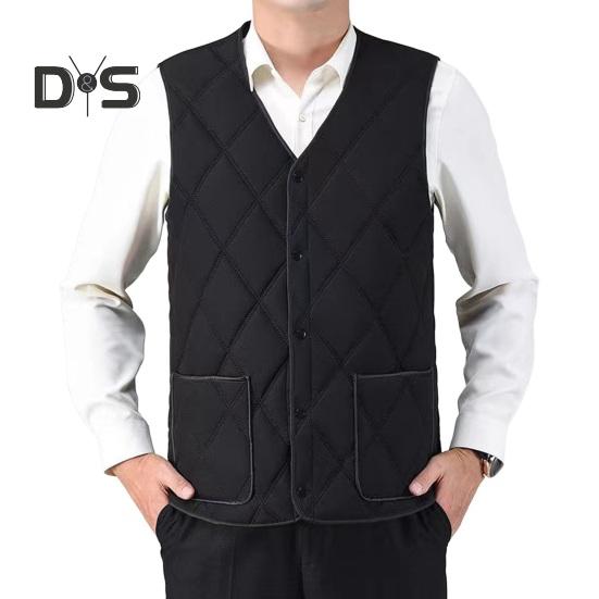 

Мужской жилет с V-образным вырезом без рукавов, однотонный однобортный жилет, пальто с карманами, утолщенная плюшевая подкладка, стеганый низ, жилет, куртка XXXL чёрный
