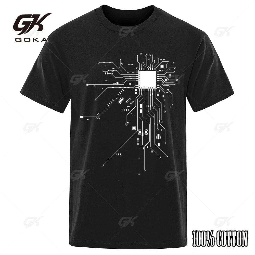 

CPU Processor Circuit Diagram T Shirt Men Summer Cotton T-shirt Mens Funny Vintage Tops Fashion Tees Unisex Clothes Short Sleeve 4XL