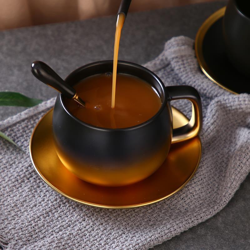 European Luxury Simple Coffee Cooking Set Gradient Gold Matte Black Phnom Penh Cup Coffee Set Afternoon Tea Cup British Coffee | Tea Cup