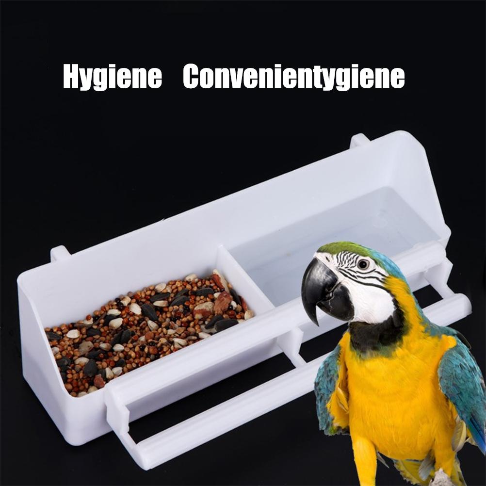 2PCS Plastic Bird Feeding Bowl Double Bird Cage Water Food Feeder Caged Plate Bird Feeder Water