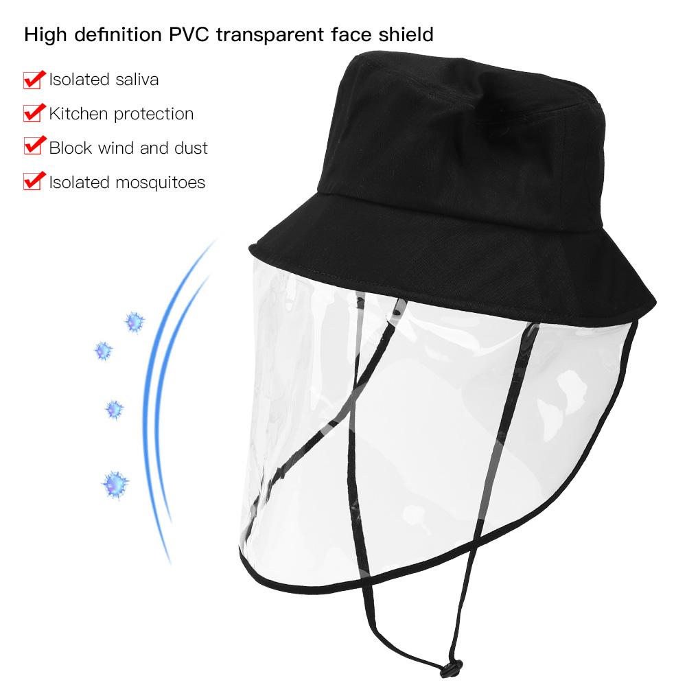 Baumwoll Outdoor Modischer Anti-Speichel-Hut mit durchsichtigem PVC-Gesichtsschutz zum Wandern Camping