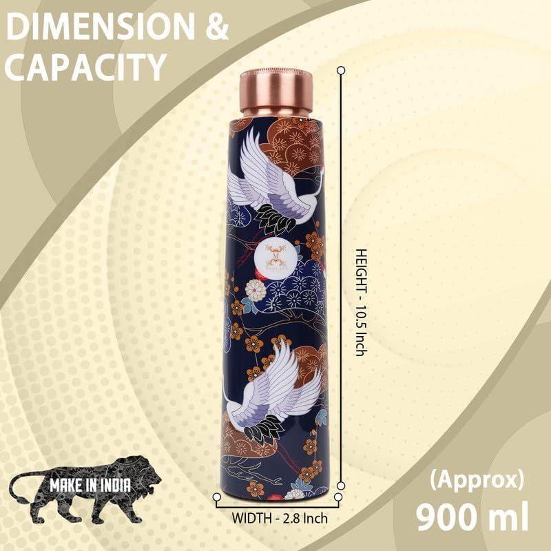Láhev na vodu z čisté mědi s potiskem Ample Design Experience Ájurvédská harmonie Láhev na vodu z čisté mědi (900 ml)