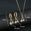 Light Luxury Crystal Zirconia Red Cherry Jewelry Set Earrings Necklace for Women Girls Sweet Jewelry Accessories Party Gifts
