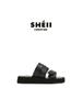 Wrap around the belt~ Su Yinyin wears summer Roman shoes with the same square head thick sole cross strap cool slippers women's slippers