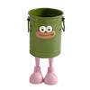 Cartoon Pen Holder Retro Bucket Shape Desk Organizer Large Capacity Storage Holder for Pens Pencils Makeup Brushes