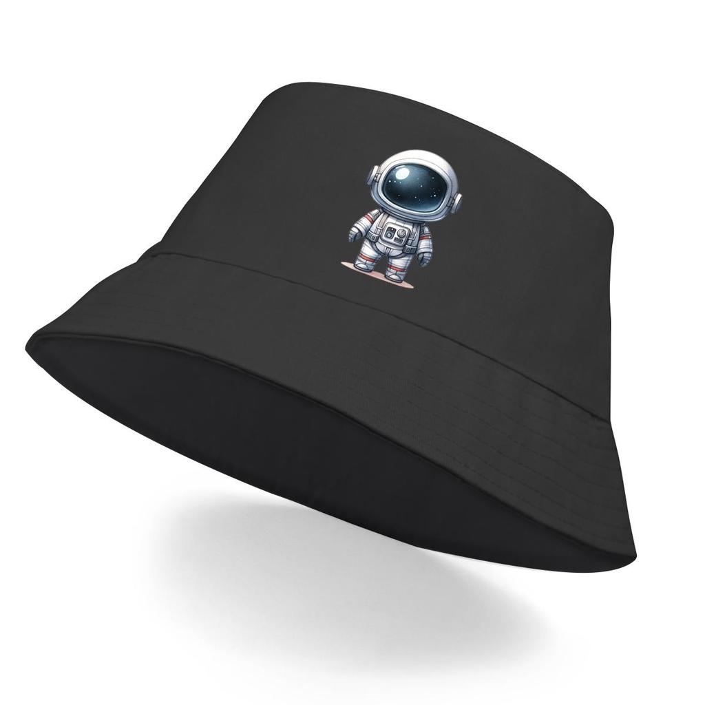 Little Astronaut Print Bucket Hat , Men's Hat Wide Brim Simple Reversible Beach Cap