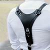 Adjustable PU Leather Suspenders Elastic Suspenders Mens Dress Suspenders for Casual Wear