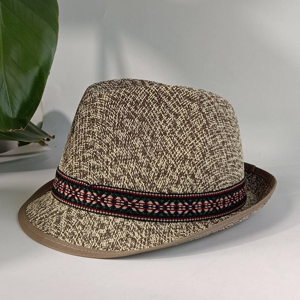 Men's Summer Jazz Fedora Hat Lightweight Breathable Vintage Gentleman Cap Casual Outdoor Sun Protection Western Style All Match