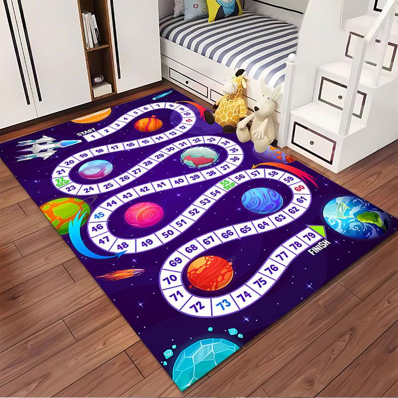 Space Adventure Board Game Carpet suitable as a non-slip mat for the living room or bedroom sofa