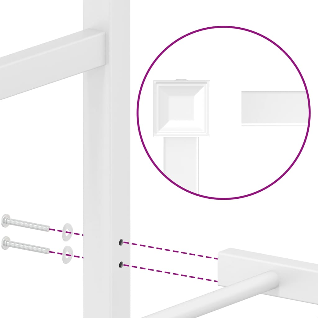 Metal Bed Frame with Headboard and Footboard White 150x200 cm