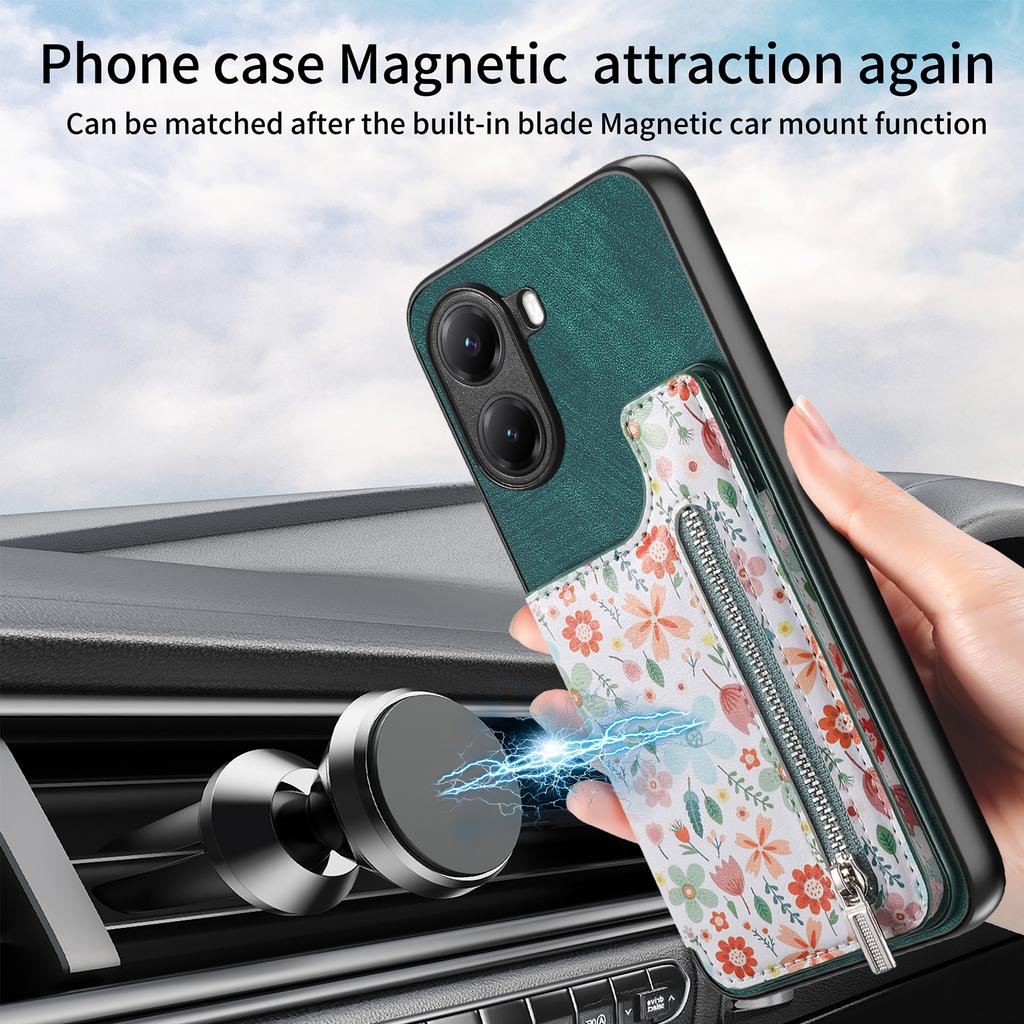 For Xiaomi Poco X7 Pro 5G/Xiaomi Redmi Turbo 4 5G Leather Phone Cover with RFID Blocking Zipper Card Bag Kickstand