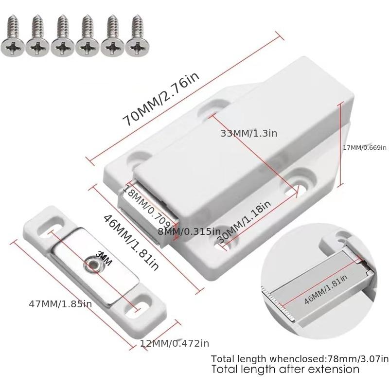 2pcs Push to Open Magnet - Cabinet Door Opener Tip On for Furniture - Heavy Duty - Includes Mounting Material