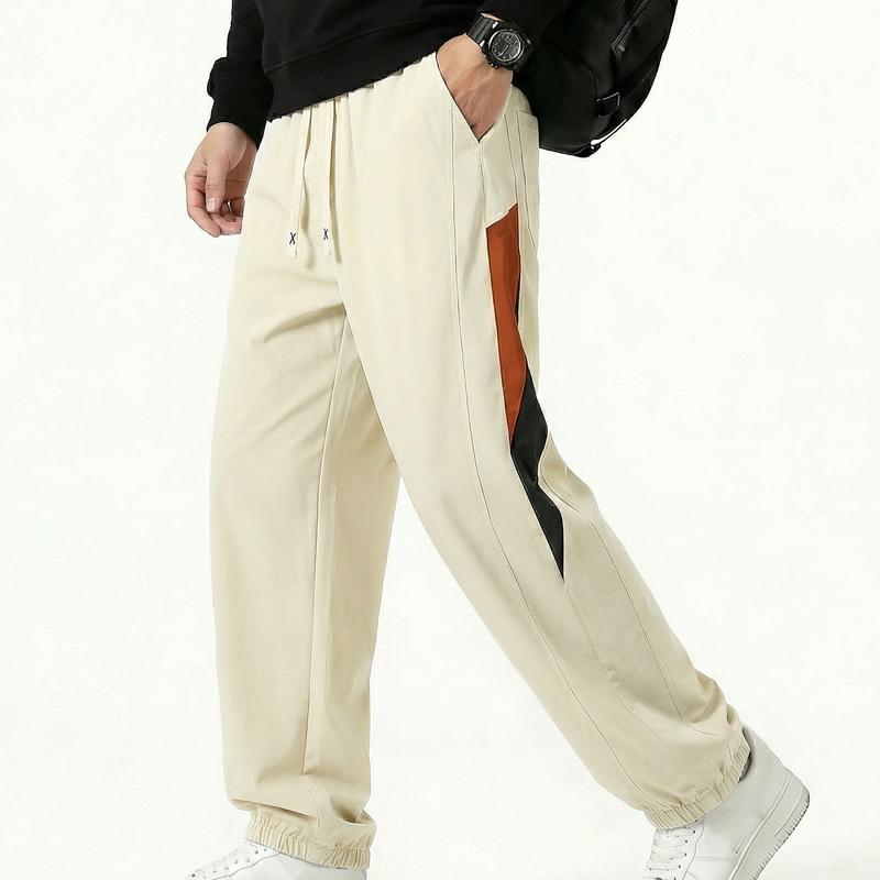 

Men s Plus Size Color Block Jogger Pants, Elastic Waist Summer Casual Trousers (4XL-10XL) 10XL(150kg-160kg) абрикосовий