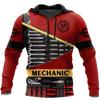 Herren Kapuzenpullover Vintage T-Shirt Herbstkleidung Mechaniker 3D Druck Tops Fashion Street Casual Hoodies Übergroßer Pullover