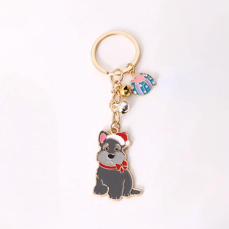 

Christmas Dog Keychain: Cute Cartoon Metal Pendant for Couples, Girly Heart Bag Decoration