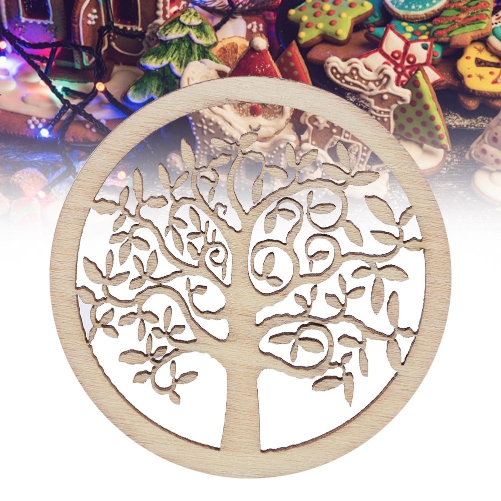 10PCS Round Tree Pattern Wood Craft Handwork Scrapbooking Home Decoration