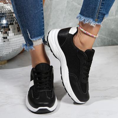 Woman Sneakers Solid Color Fashion Platform Breathable Vulcanize Walking Running Tenis Lace Up Casual Wedges Mesh Sports Shoes