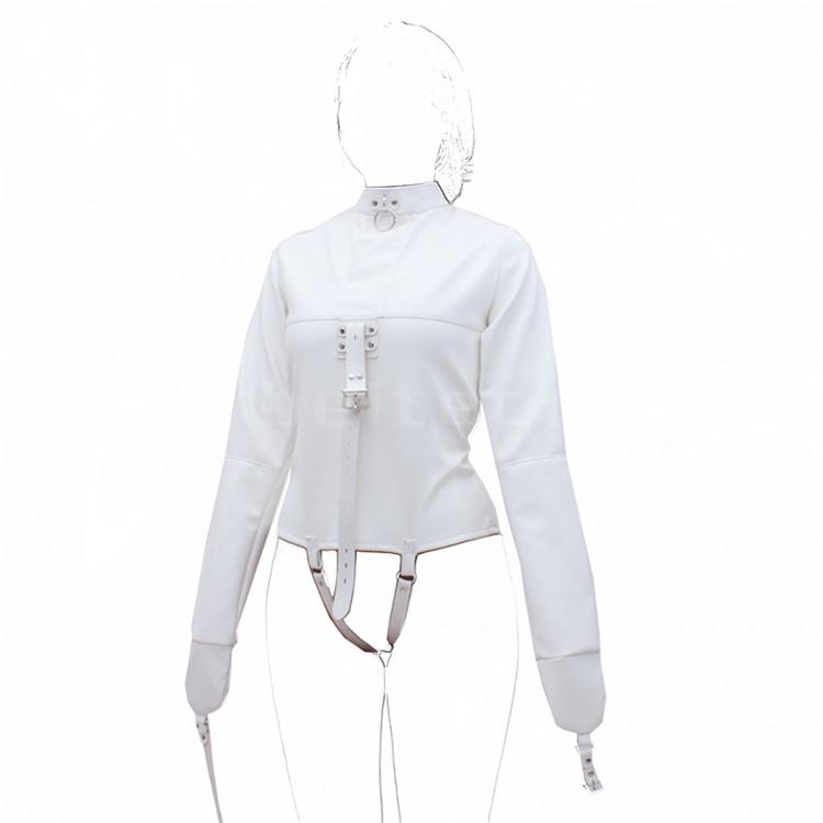 PU Leather Asylum Straight Jacket Costume Body Harness Strap Restraints  Body Bondage Armbinder Sex Toy for Women and Men