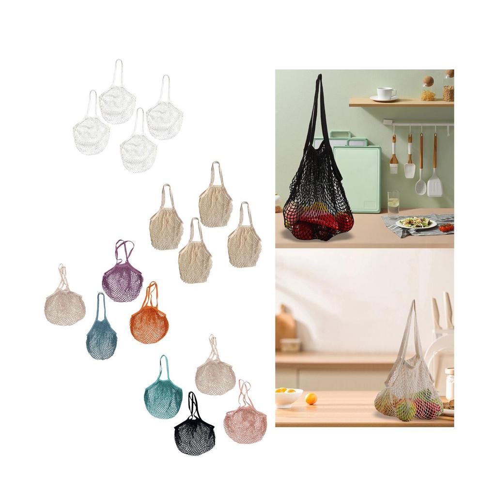 4 Pieces Grocery Shopping Net Bag Cotton Mesh Accessories Portable Easy to Use Netted