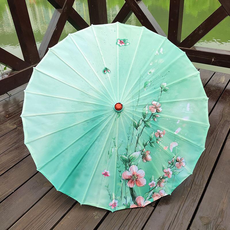 Vintage Chinese Style Silk Umbrella Handmade Imitation Ancient Umbrella for Hanfu Dance & Ceiling Decor