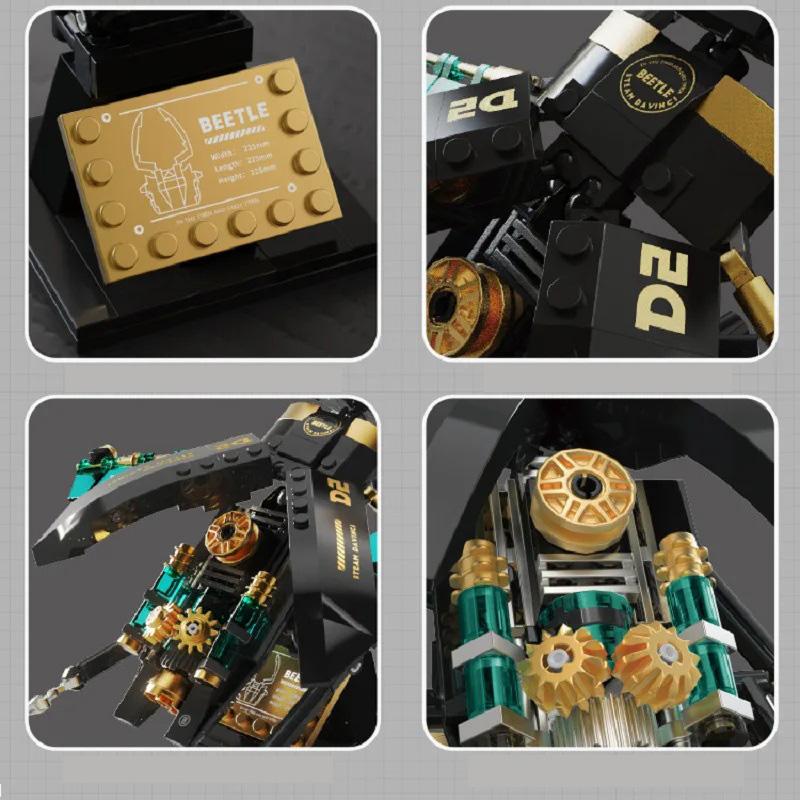 Animal Insect Stag Beetle Retro Mechanical Wind Reloaded Saw Spade Building Blocks Bricks Model Decoration Toys Childrens Day  Gift for Boy Girl
