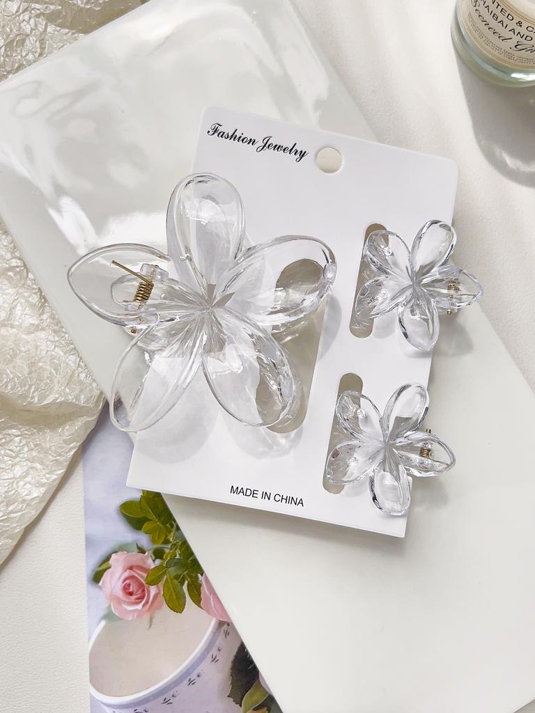 3 Pcs Hawaiian Hair Claw Clip for Women,Flower Marble Vein Hairpin Barrette Summer Vacation Beach Cute Fashion Hair Accessories