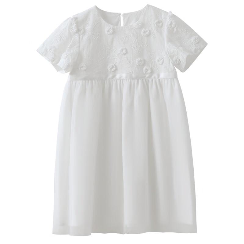 Hacikis Mädchen Sommerkleid aus bestickter weißer Gaze