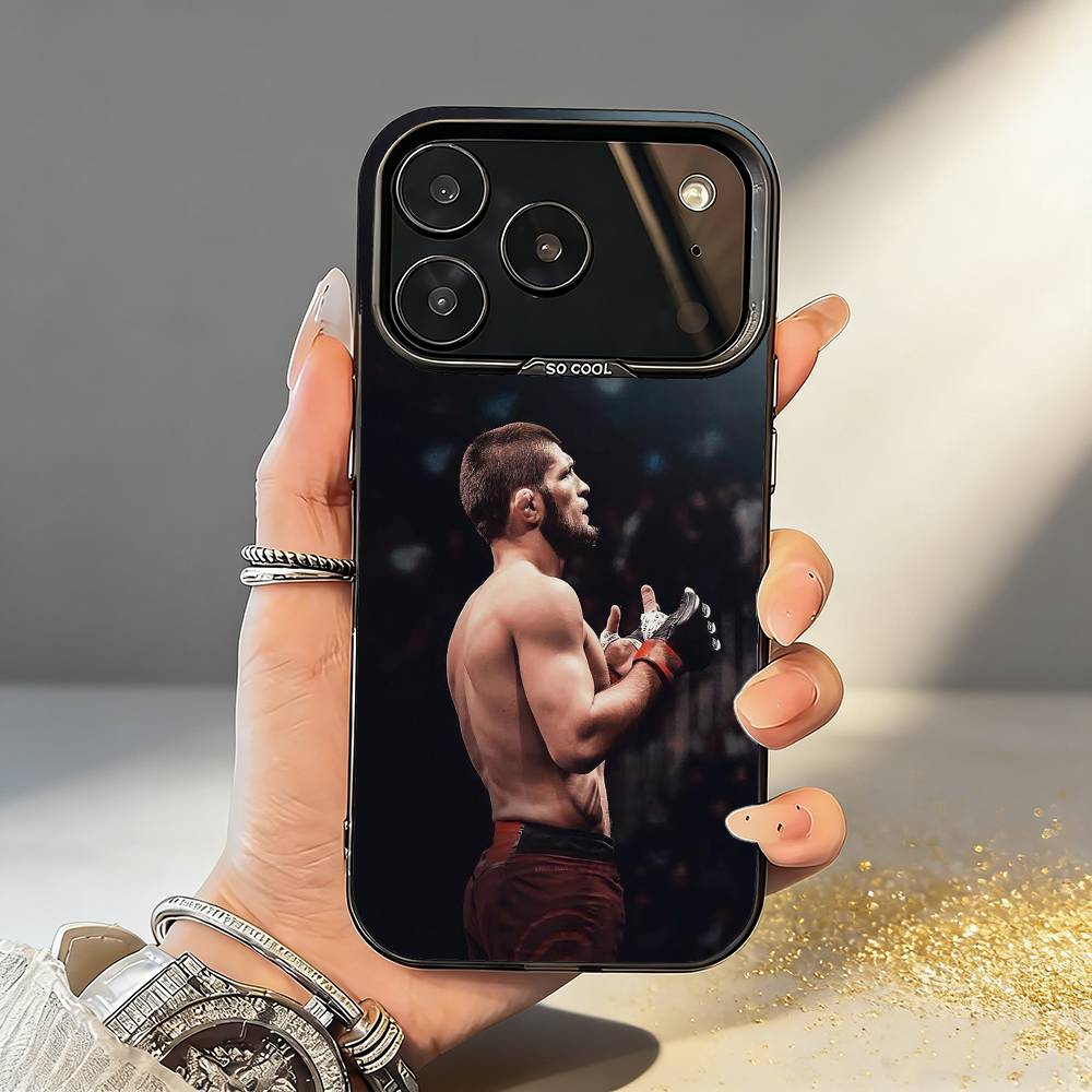 

B-Burly I-Islam M-MakhachevS Phone Case For iPhone17,16,15,14,13,12,11,Pro,MAX Gray Matte Silicone Black Cover iPhone17