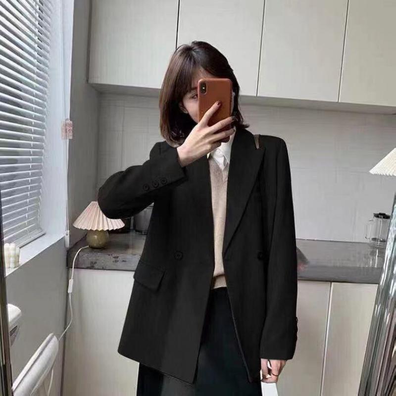 Frühling Und Herbst Koreanische Frauen Anzug Jacke Und Blazer Zweireiher Kerb Mantel Frauen