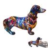 Bunte Graffiti-Hund Dackel Dekoration Haus Büro Sammlung Dekoration Tischplatte Harz Handwerk Miniatur-Statuen