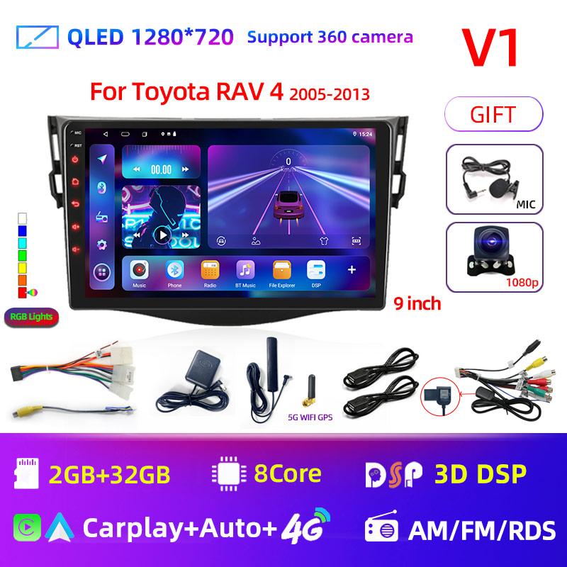 9" Android 12 Car Radio For Toyota RAV4 Rav 4 2005-2013 Multimedia Player 2Din Carplay DSP Navigation GPS 4G Net WIFI Stereo DVD