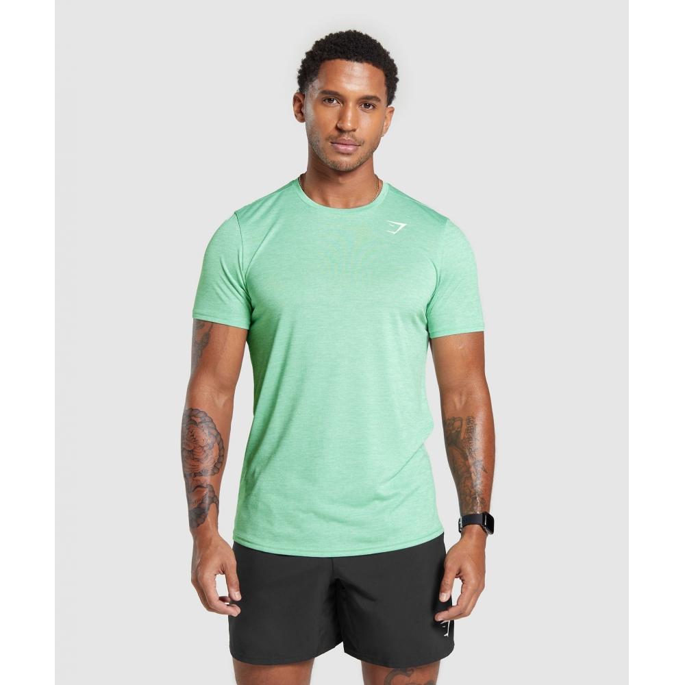 

Футболка GYMSHARK прибытия Marl Lido Green White Marl A2A1I ECKD