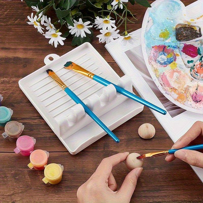 1pc 4-Slot Plastic Paint Brush Holder - Tension-Mounted Palette Tray with Polished Finish, Space-Saving Easy-Clean Art Organizer