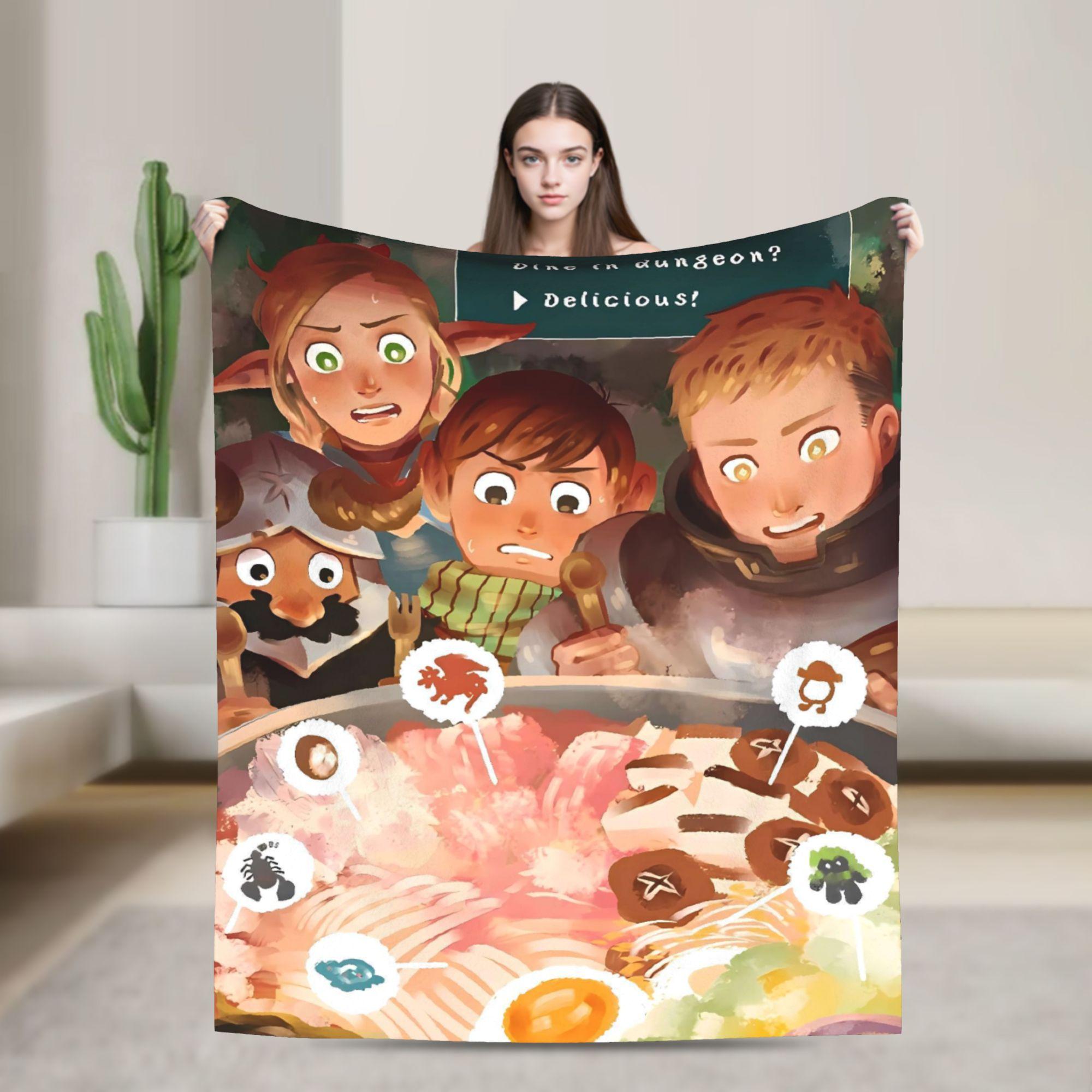 

Dungeon Meshi Blanket Delicious in Dungeon Warm Fashion Plush Bedding Throws For Couch Bed Travel Flannel Bedspread Bed Cover 130x150cm