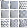 45*45cm Gray Striped Geometric Cushion Cover Polyester Pillowcase Cojines Decorativos Para Sofa Home Bedroom Sofa Decor