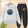 Student Uniform, Hooded Sweatshirt + Long Pants Set, Cartoon Car Pattern, 3 To 13-year-old Boys' and Girls' Sportswear,loose Set