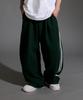 LIKE THE MOST Two-Taping Pintuck Wide Training Pants [Green]