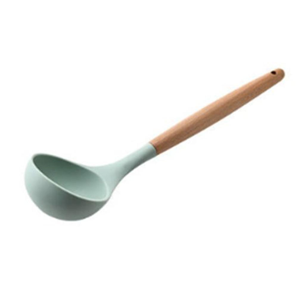 Silicone Wood‑handled  Ladle Solid Wood Ladle Kitchen  Scoop Serving Spoon  Cooking Stirring