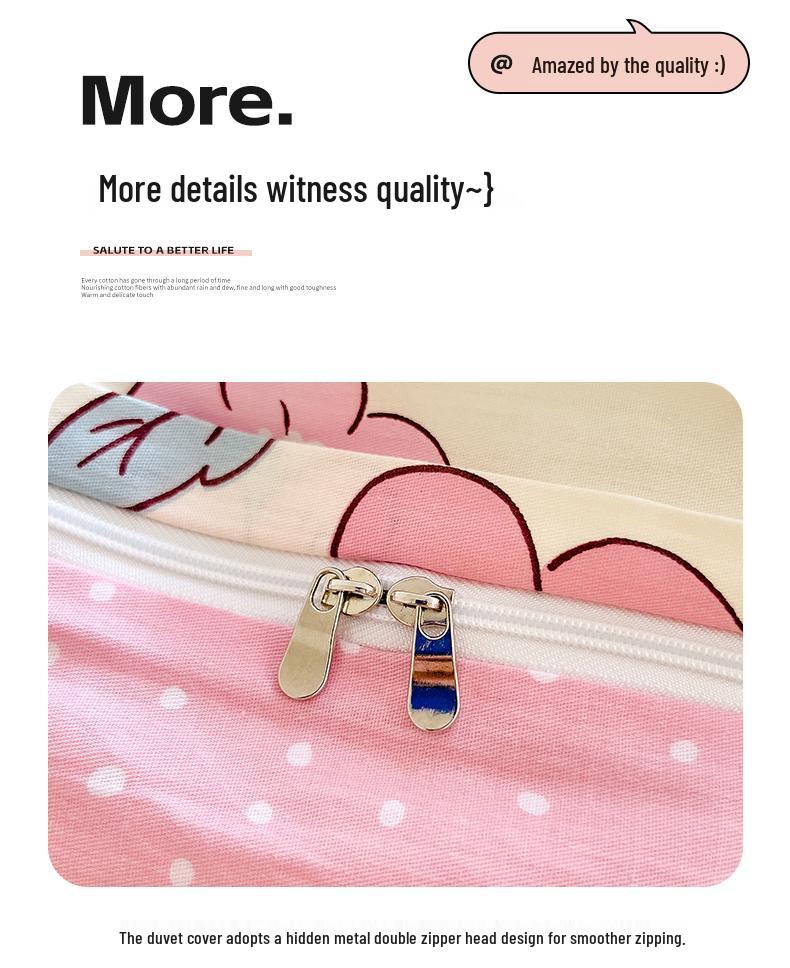 100% Cotton Floral Duvet Cover, Twin/Double, 150x200cm/230cm, Ideal for Student Dorms