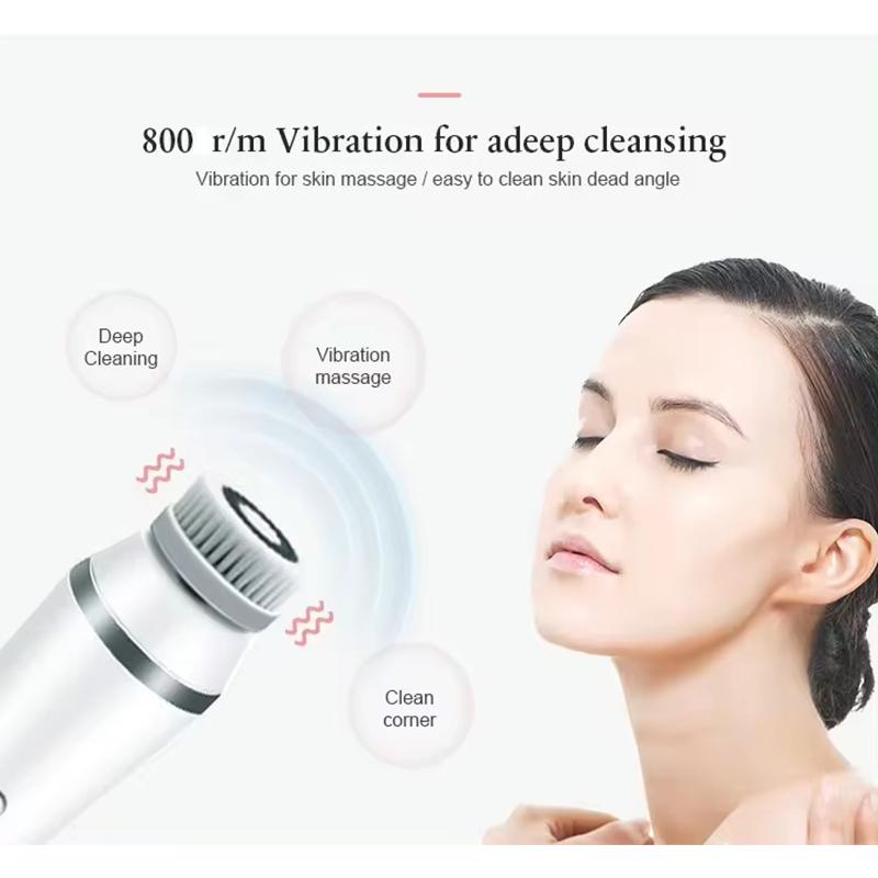 Waterproof 4 in 1 Electric Face Cleansing Brush Vibration Massage 360° Clean Facial Pore Skincare Tools Four Replacement Heads