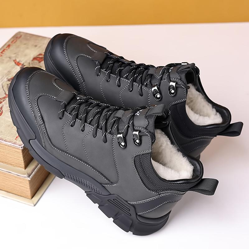 Mode Herrenstiefel Winter Plüsch Dicke Sohle Schnürschuhe Arbeitskleidung Schuhe Herren Trendige Kältefest Warme Baumwolle Kurze Stiefel Botas Para Hombre