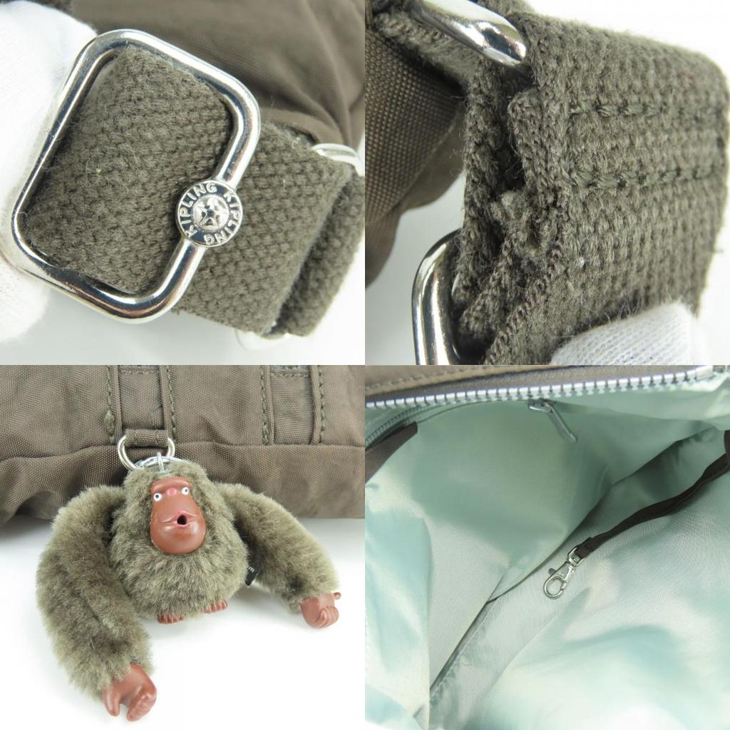 Used Kipling Shoulder Bag K13335-740 Nylon Dark brown Gorilla Charm