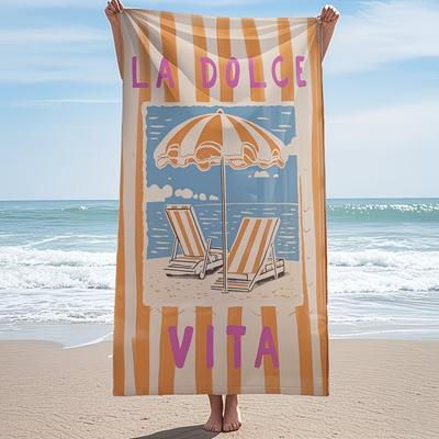Einzigartiges La Dolce Vita Strandtuch Groß Italienischer Stil Poolmatte Mikrofaser Schnelltrocknend Sporttuch Kreatives Sommerurlaubsgeschenk XXL