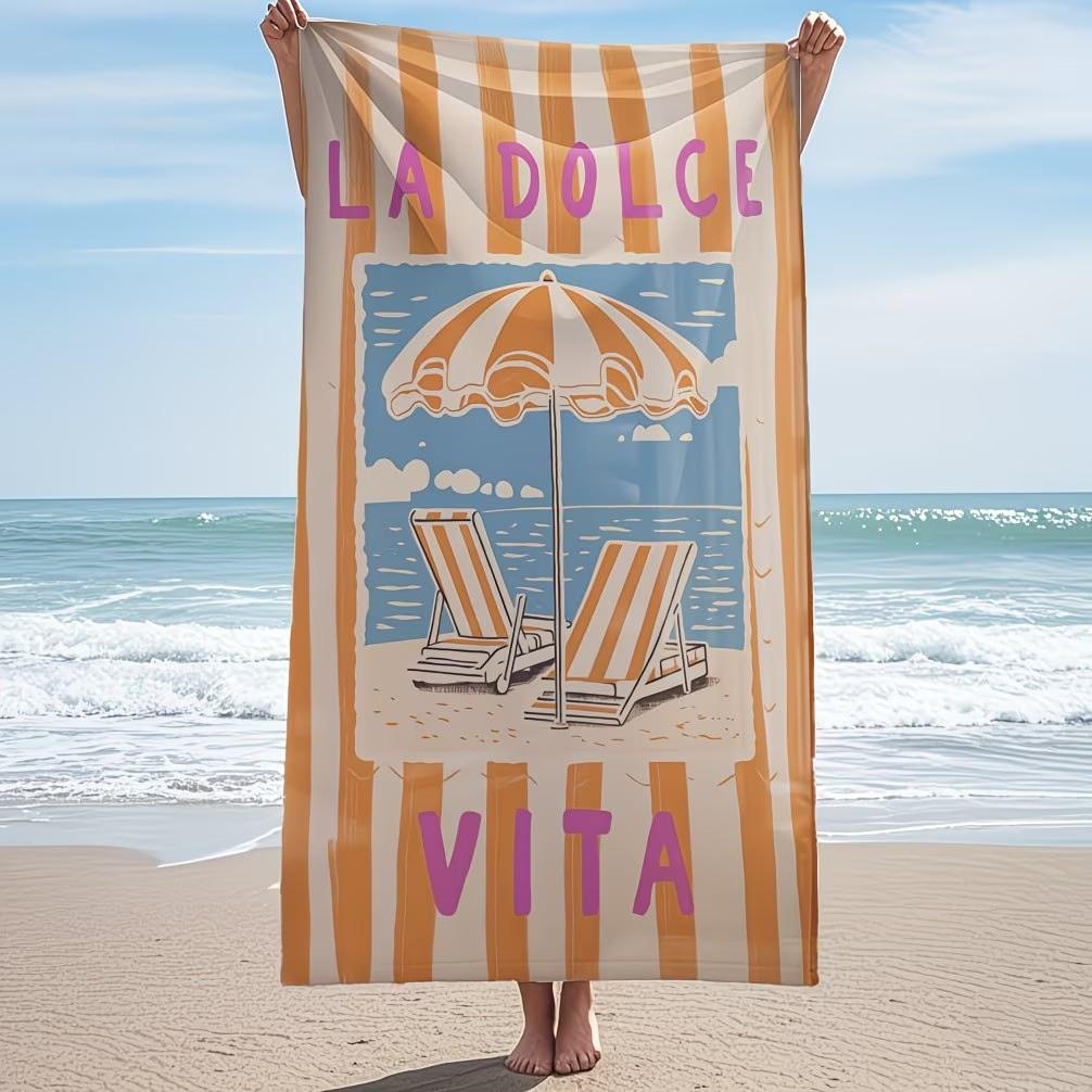 Unique La Dolce Vita Beach Towel Large Italian Style Pool Mat Microfiber Quick Dry Sport Towel Creative Summer Holiday Gift XXL 50x100cm