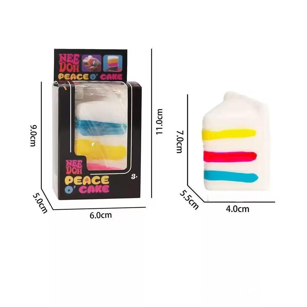 NeeDoh PEACE O' CAKE Squishy Toy NEE DOH Rainbow Cake Stress Fidget Sensory Toy Stress Relief Squishy Cube Anti-Anxiety Toy