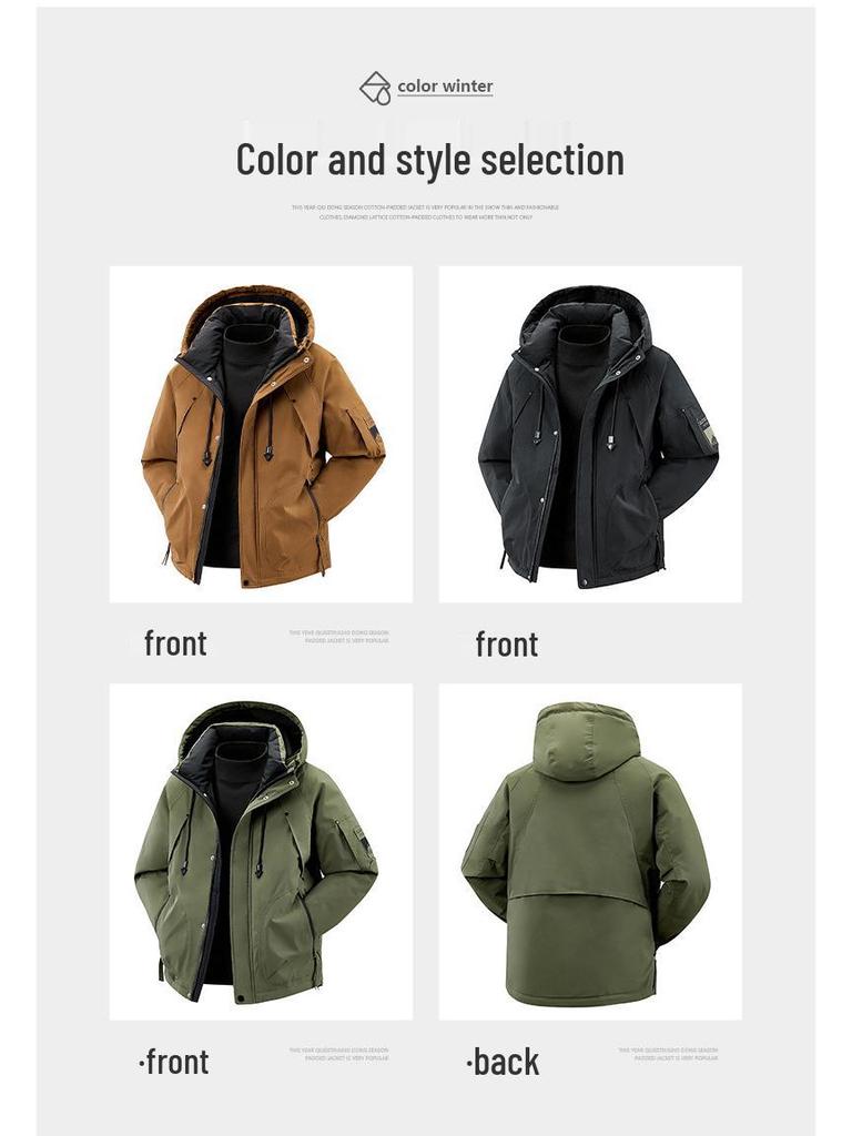 Men's White Duck Down Winter Jacket - Hooded, Windproof, Warm, Thickened, Couple Style