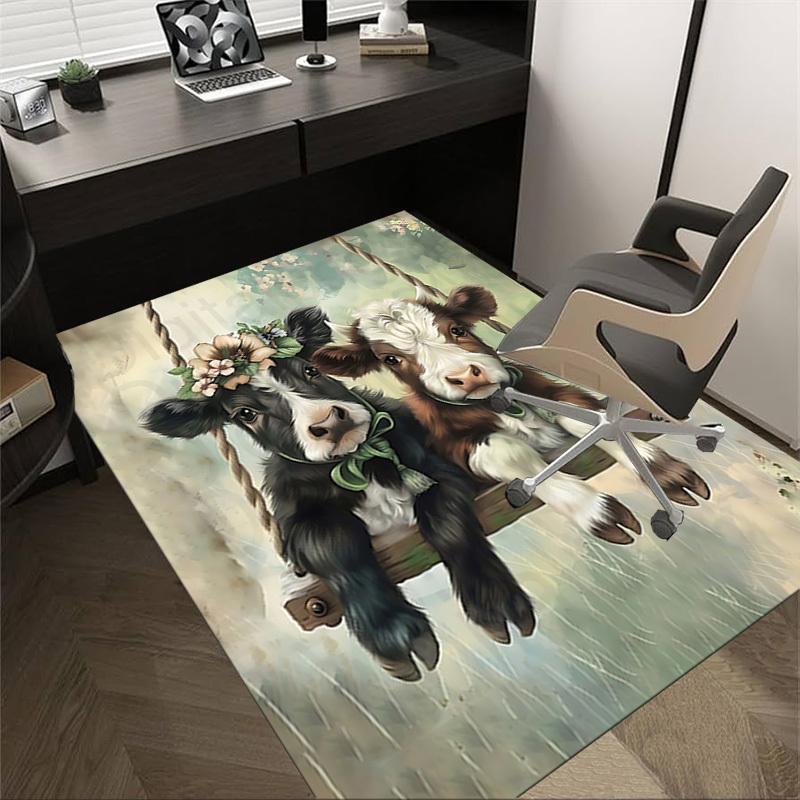 1PC Cow Swing Extra Large Non Slip Floor carpet, Office, family, bedroom Large Area Rug Indoor Rugs, Vibrant Colors