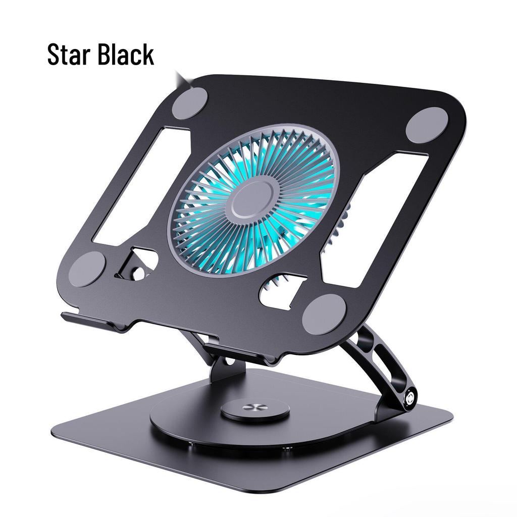 Aluminum Alloy Laptop Cooling Stand with 360° Rotation & Three-Level Adjustability