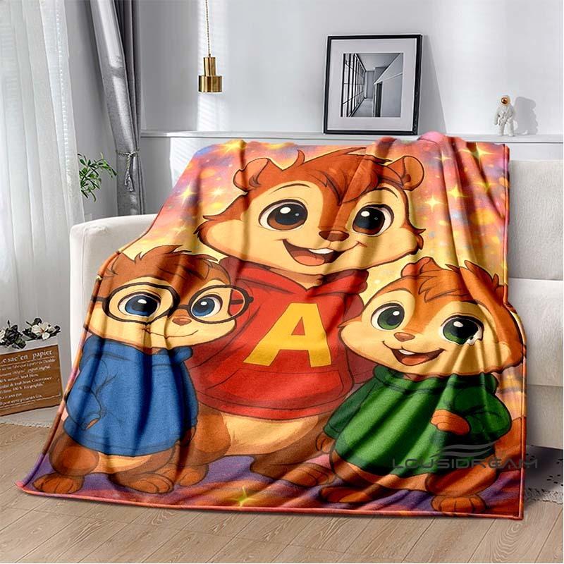 La manta de franela de la caricatura Alvin y las Ardillas es suave y cálida, adecuada para dormitorios, salas de estar, mesitas de noche, viajes