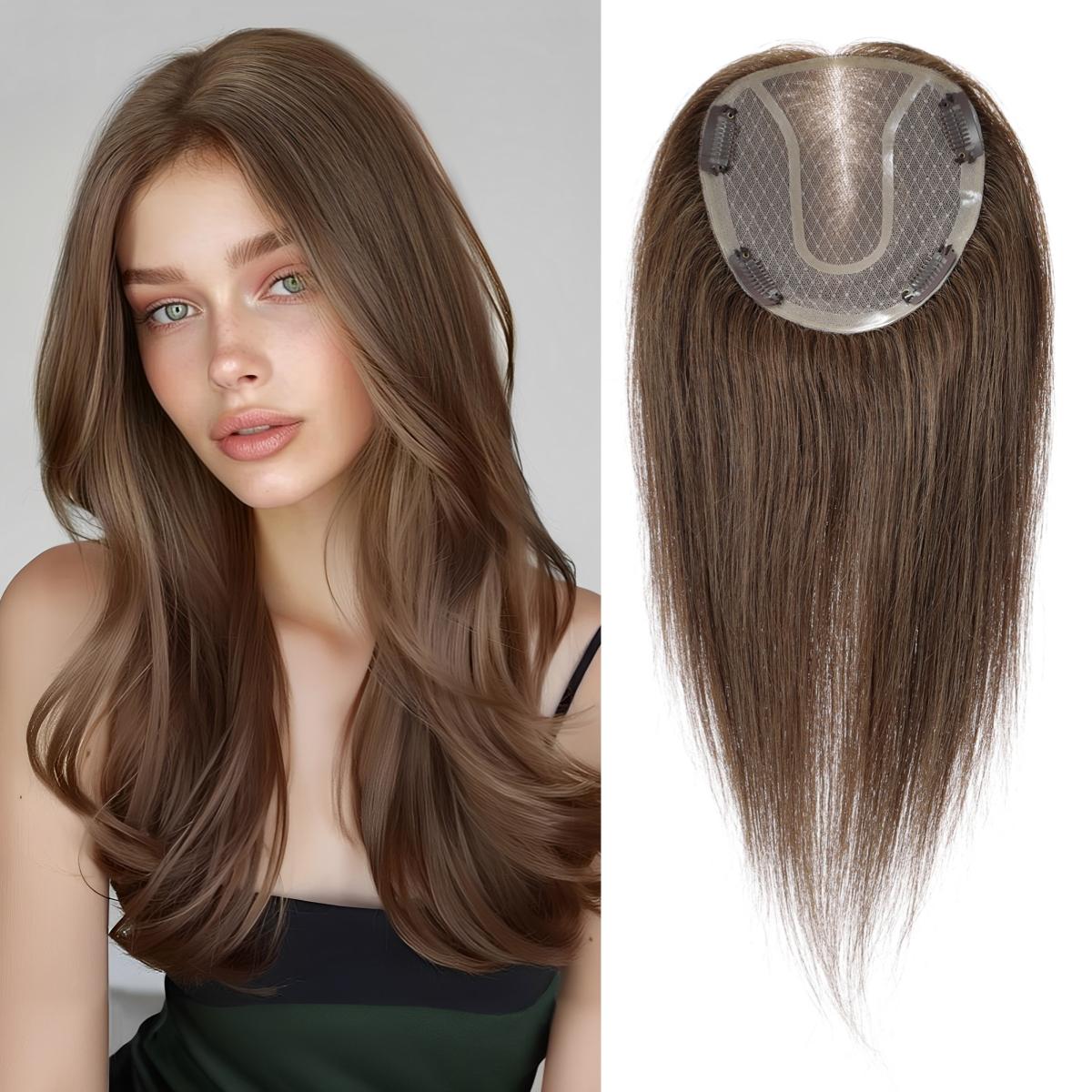 

HAIRCUBE 14 дюймов серые светлые моно кружевные накладные человеческие волосы для женщин 4 заколки с редеющими волосами натуральные накладные человеческие волосы